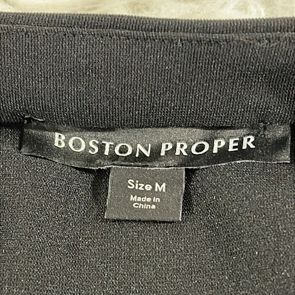 BOSTON PROPER Black Knit Dress Gold Zippers Size Medium - Picture 7 of 8